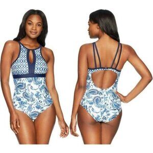 Coastal Blue Floral/Paisley One Piece Swimsuit S